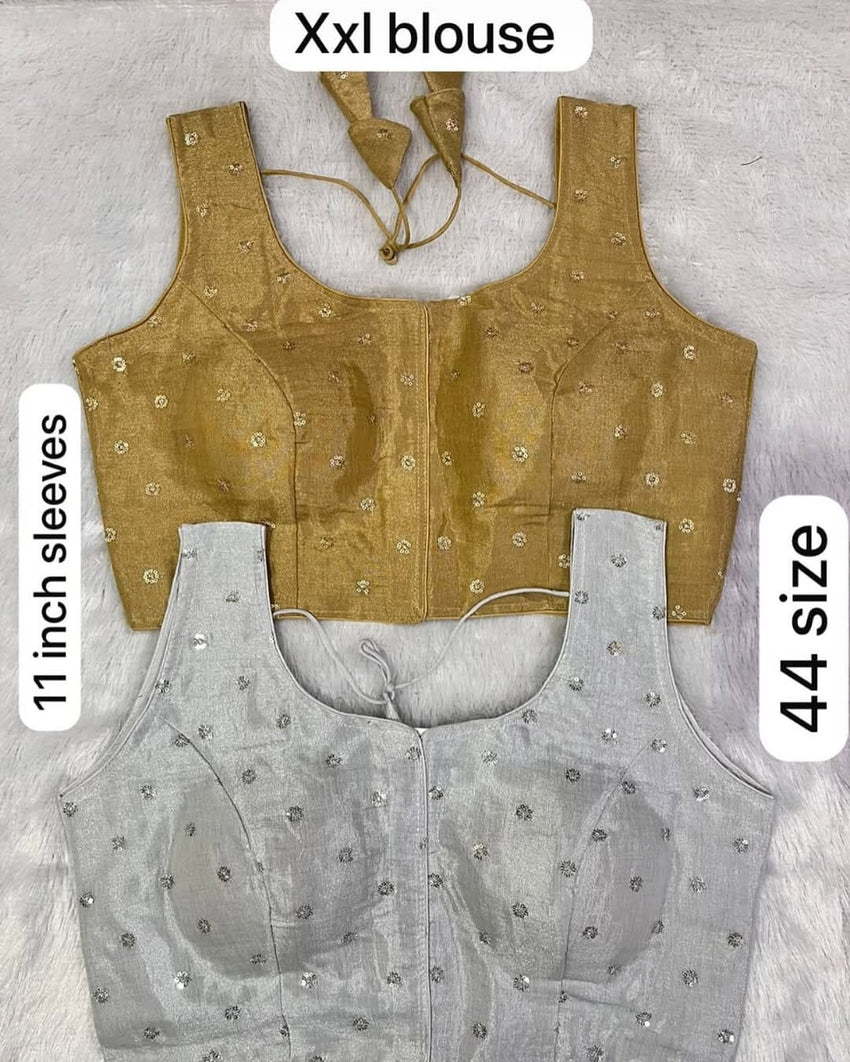 Heavy summer tissue cotton | Pure simmer satin | Designer embroidery butti work zaal work fancy look Blouse