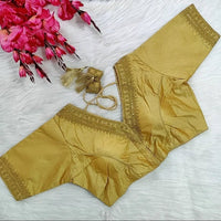 Trendy Vichitra Silk Blouse V Neck and Fancy Latkan