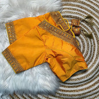 Trendy Vichitra Silk Blouse V Neck and Fancy Latkan