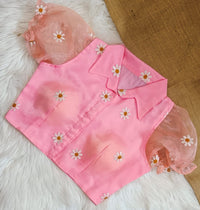 Organza shirt collar blouse | collar neck front open | pure Silk