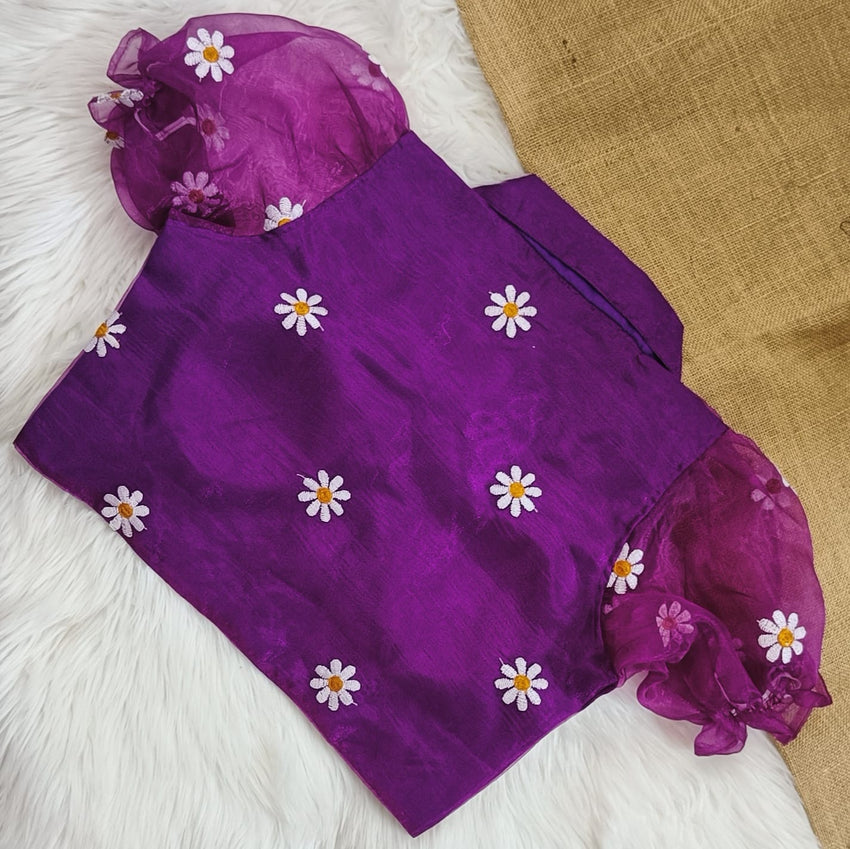 Organza shirt collar blouse | collar neck front open | pure Silk