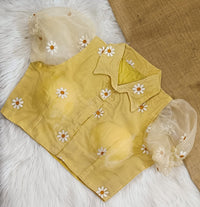 Organza shirt collar blouse | collar neck front open | pure Silk