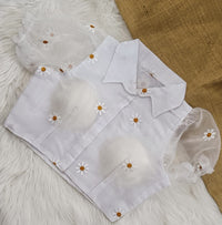 Organza shirt collar blouse | collar neck front open | pure Silk