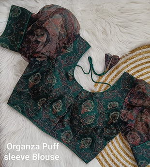 Havy Organza Puff sleeve with Beautiful Digital Print