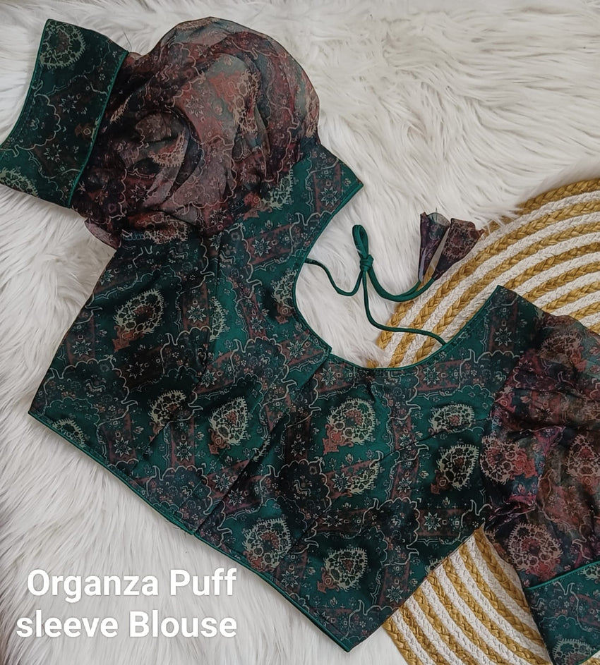Havy Organza Puff sleeve with Beautiful Digital Print
