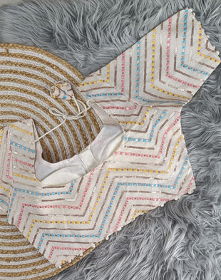 Pure Camric Khadi Cotton | Pure Cotton Multi Sequence Thread n Embroidery