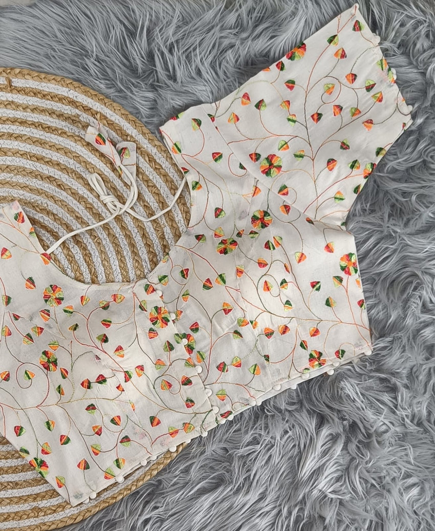 Pure Camric Khadi Cotton | Pure Cotton Multi Sequence Thread n Embroidery