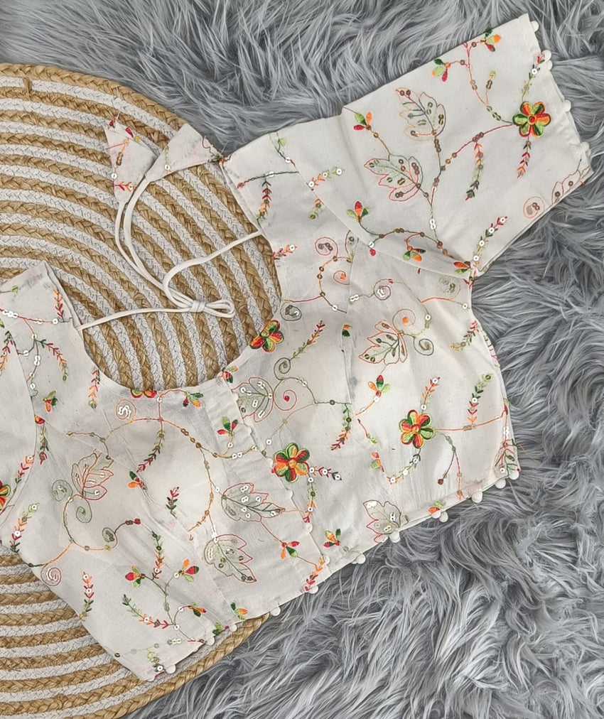 Pure Camric Khadi Cotton | Pure Cotton Multi Sequence Thread n Embroidery