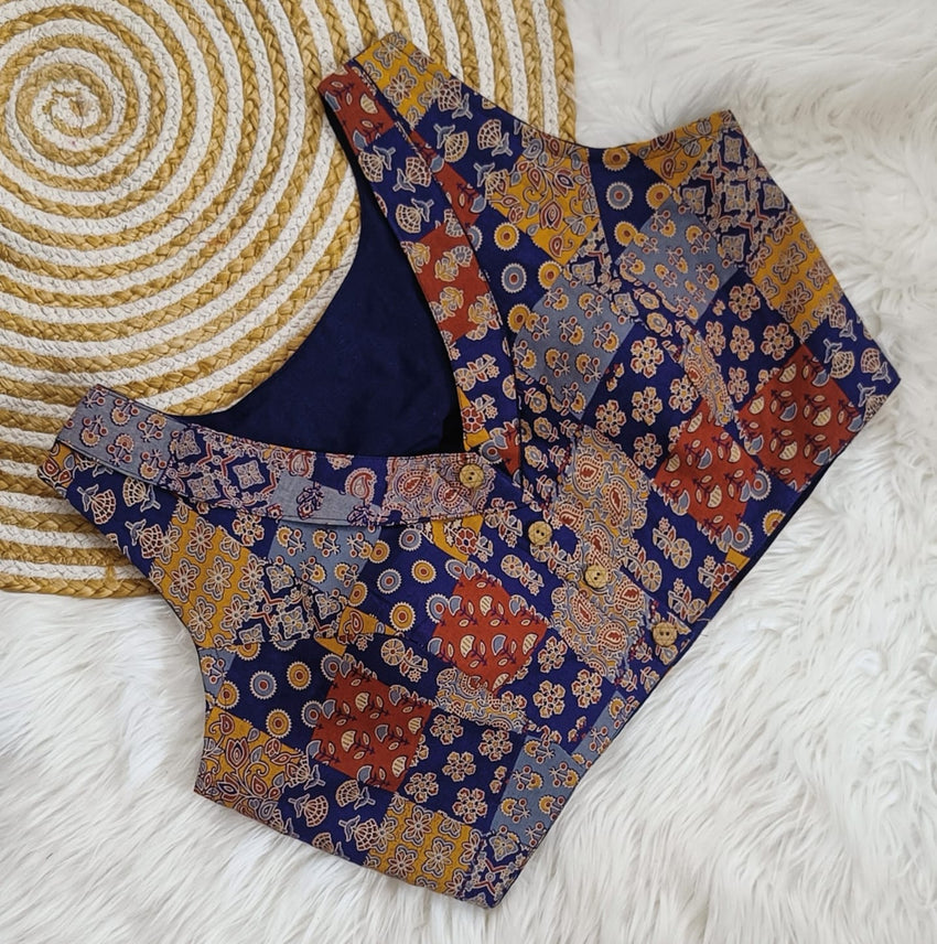 Pure Ajrkh katha work | V NECK | COTTON