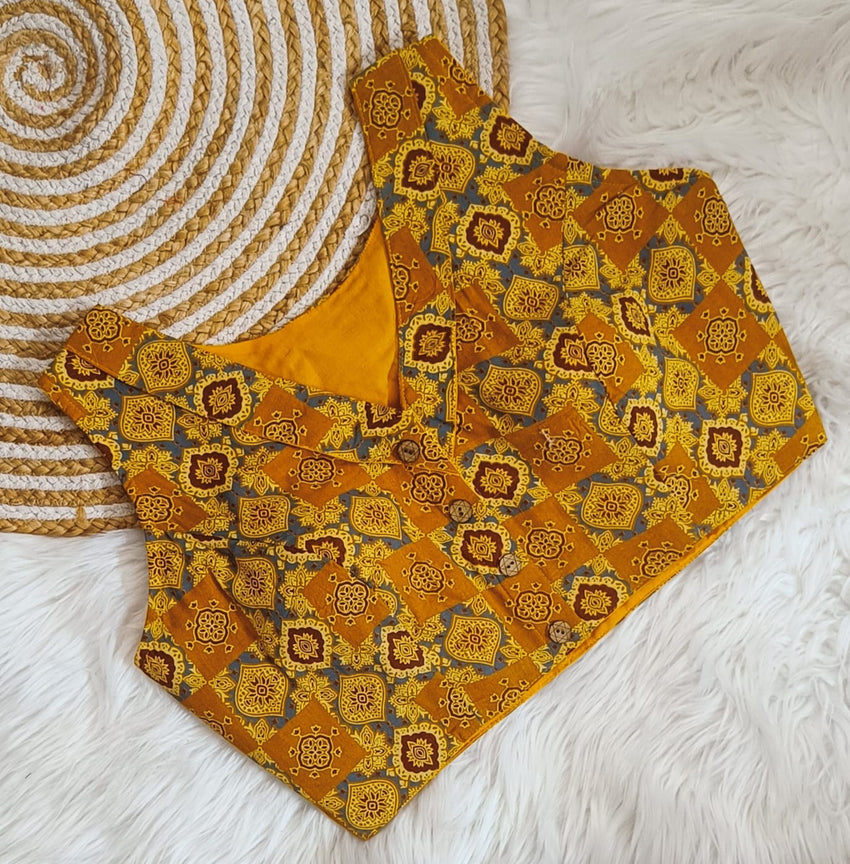 Pure Ajrkh katha work | V NECK | COTTON