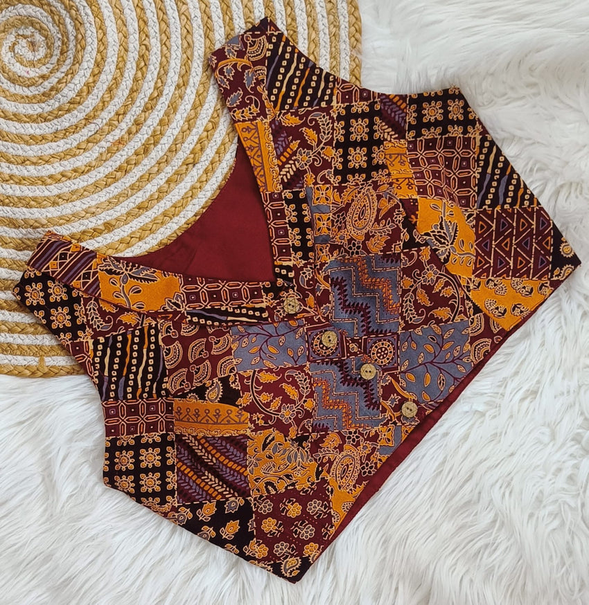 Pure Ajrkh katha work | V NECK | COTTON