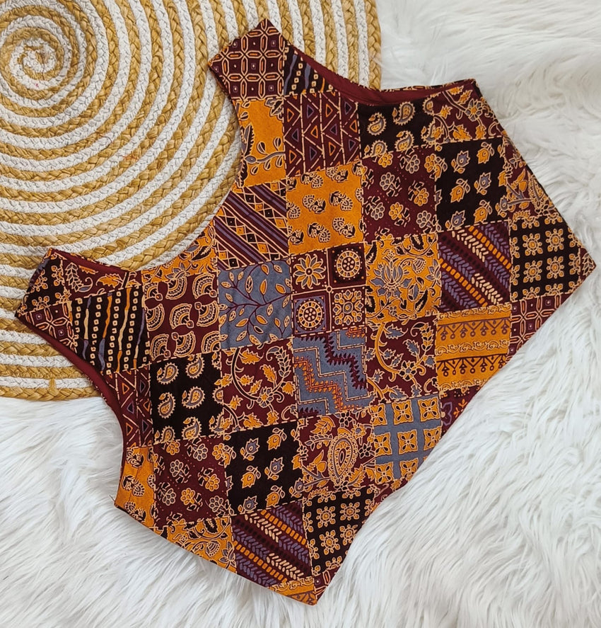 Pure Ajrkh katha work | V NECK | COTTON