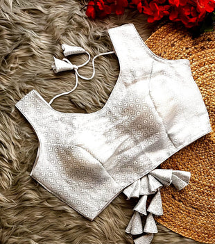 Silver jari Banarasi blouse