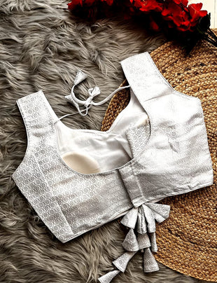 Silver jari Banarasi blouse
