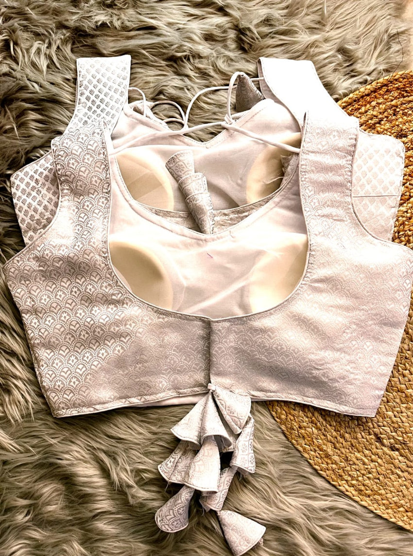 Silver jari Banarasi blouse