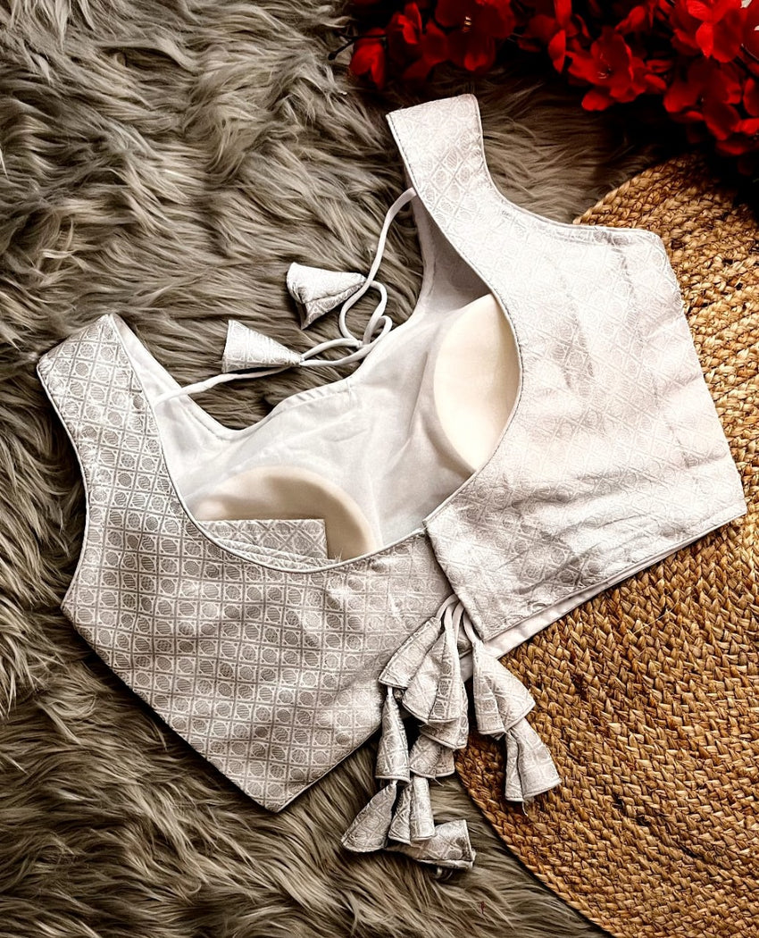 Silver jari Banarasi blouse