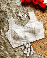 Silver jari Banarasi blouse