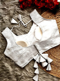 Silver jari Banarasi blouse