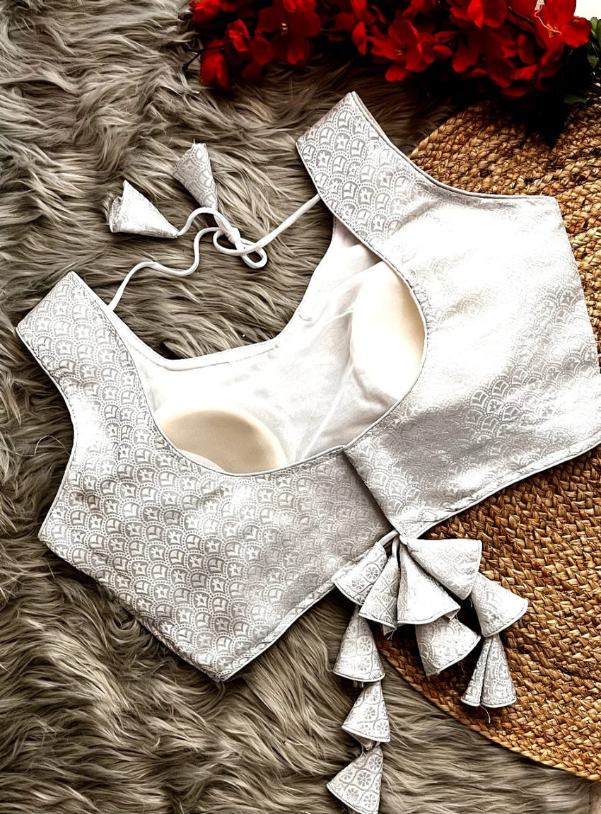 Silver jari Banarasi blouse