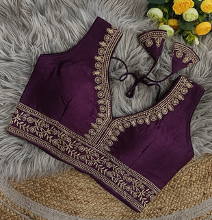 EXCLUSIVE PARTYWEAR JARI WITH SEQUENCE EMBROIDERED FANCY FARMA BLOUSE