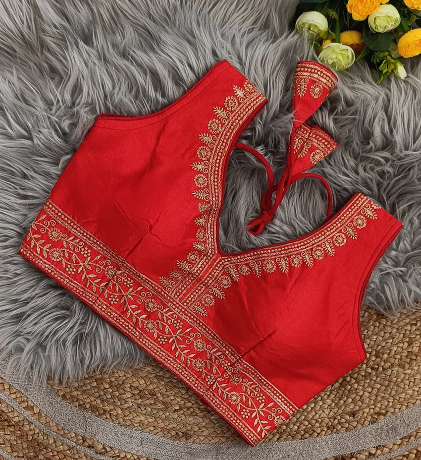 EXCLUSIVE PARTYWEAR JARI WITH SEQUENCE EMBROIDERED FANCY FARMA BLOUSE