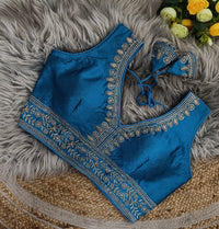 EXCLUSIVE PARTYWEAR JARI WITH SEQUENCE EMBROIDERED FANCY FARMA BLOUSE