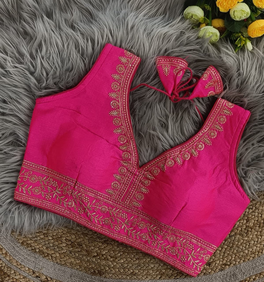 EXCLUSIVE PARTYWEAR JARI WITH SEQUENCE EMBROIDERED FANCY FARMA BLOUSE