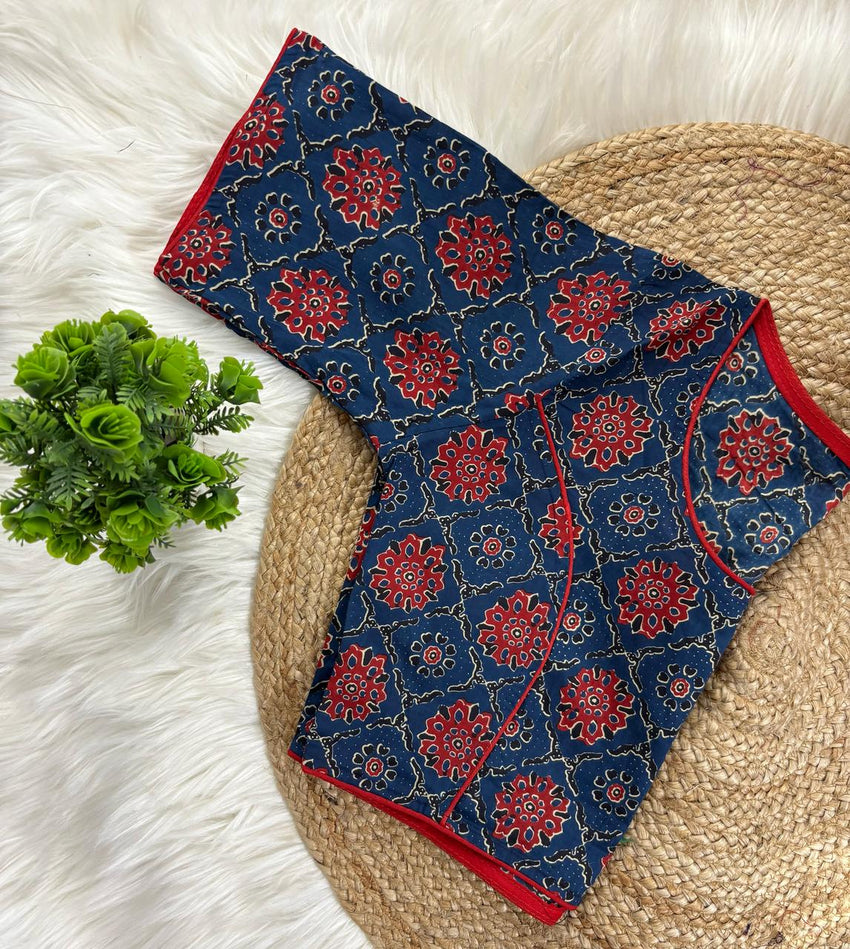 Cotton | Non padded Ajrkh cotton Blouse
